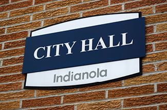 Exterior photo outside Indianola City Hall