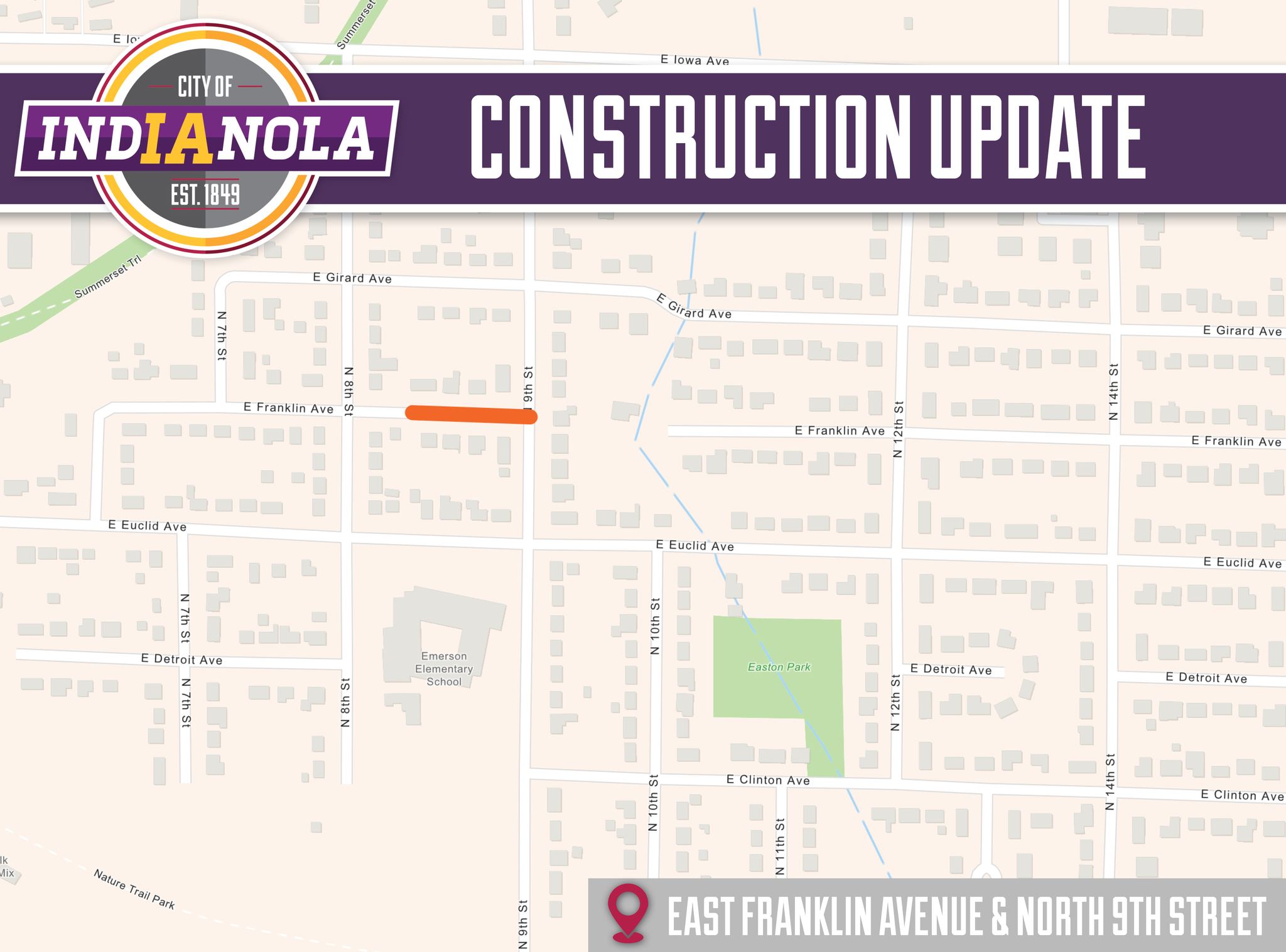 Construction Update graphic for East Franklin Sanity Sewer Improvement Project