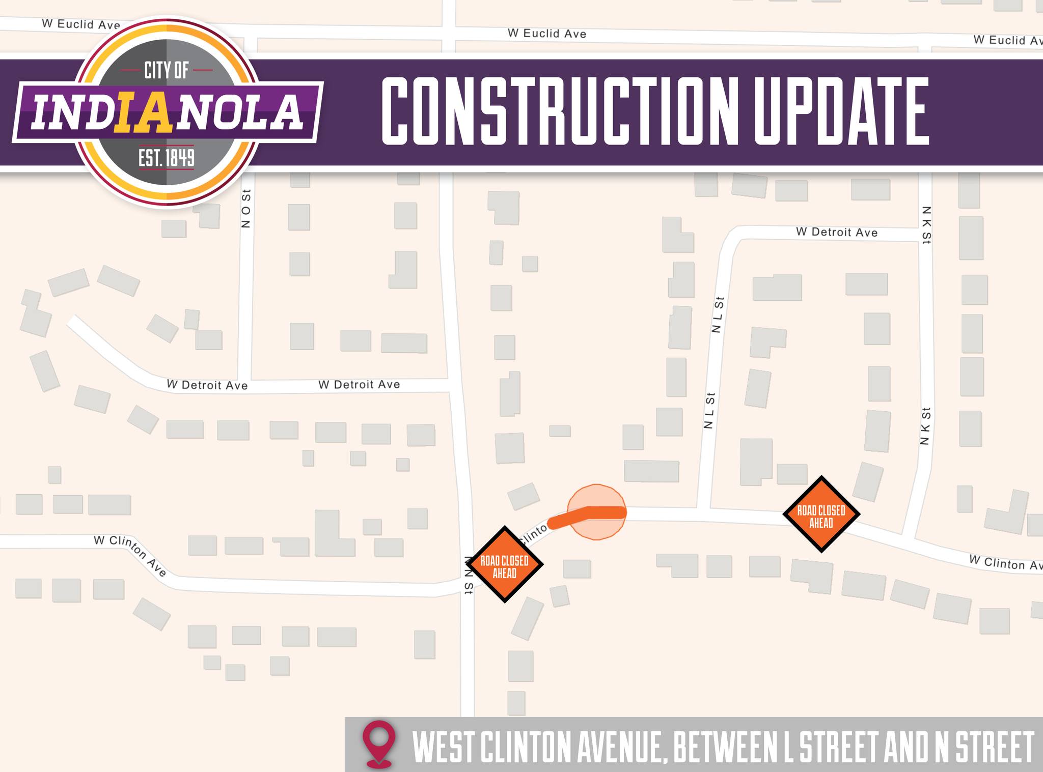Construction Update graphic for West Clinton Storm Culvert Replacement Project