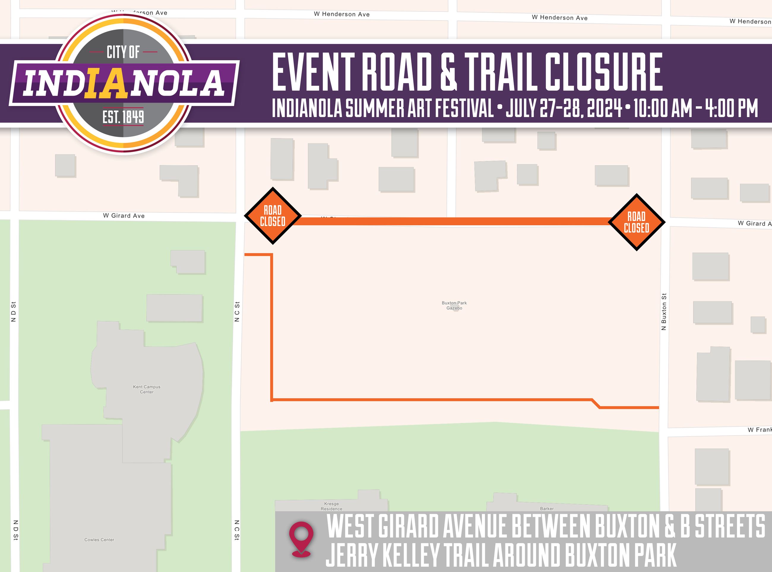 2024 Indianola Summer Art Festival Road/Trail Closure
