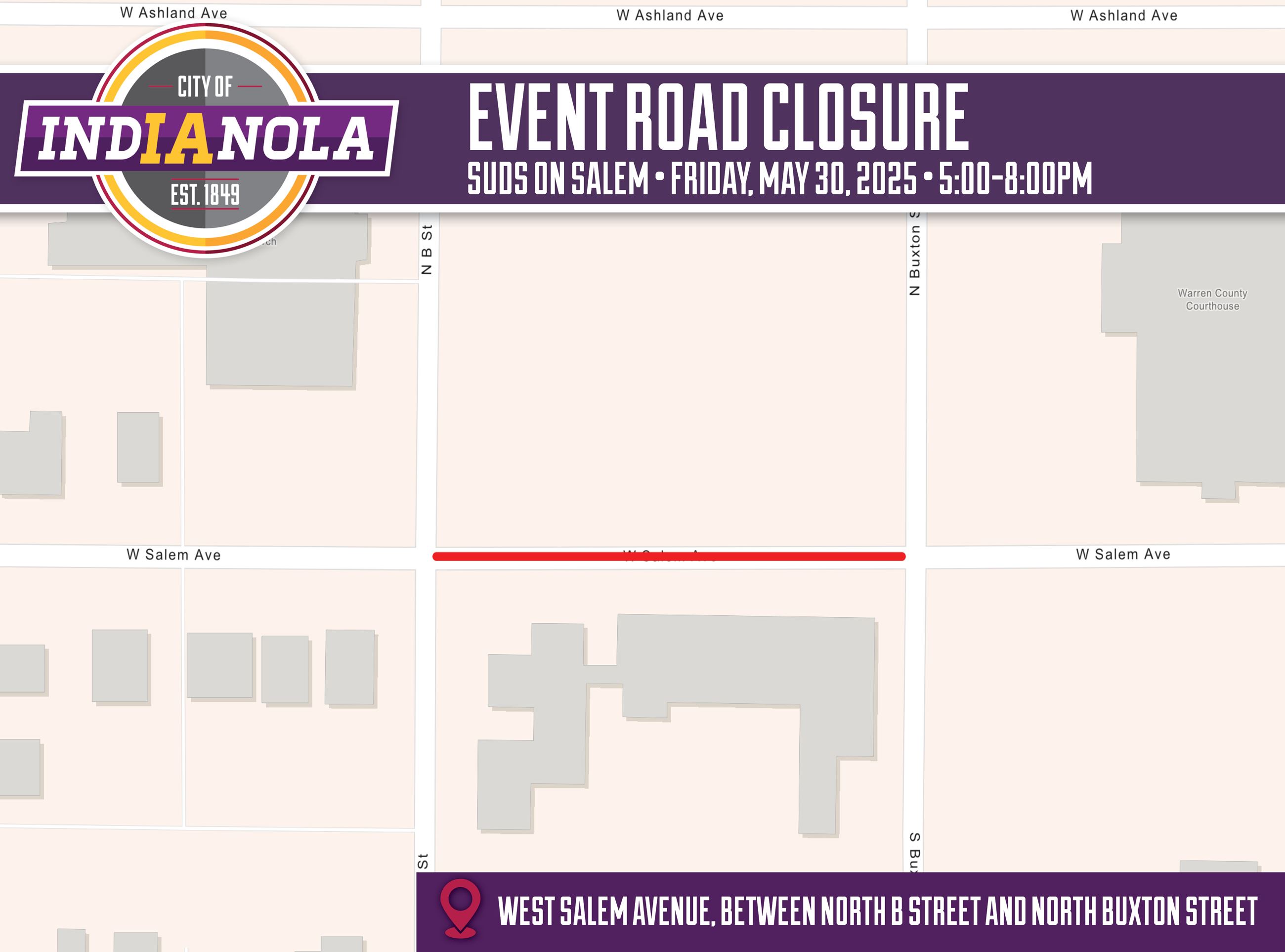 Aerial map overview of the Suds on Salem event in Indianola, Iowa, on Friday, May 30, 2025.