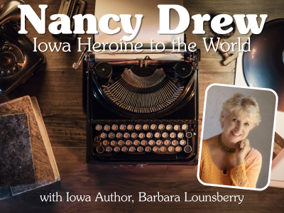 Photo of old typewriter and telephone on a desk with author Barbara Lounsberry