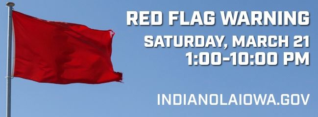 Red Flag Warning Issued on March 21, 2026, from 1-10 p.m.